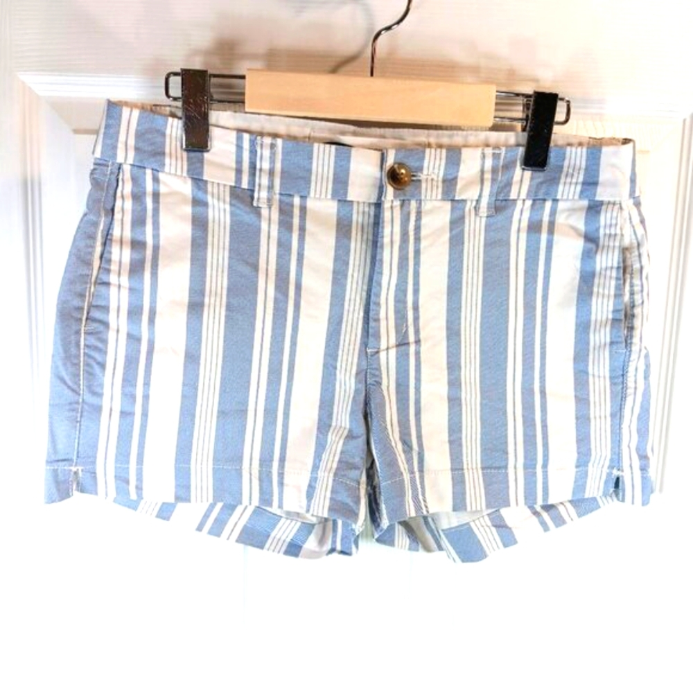NWOT Old Navy Blue White Striped Everyday Chino Shorts Size 6 Cotton